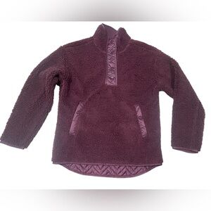 💫Athleta Cozy Sherpa Snap Sweatshirt Spiced Cabernet Size XS Burgundy💫